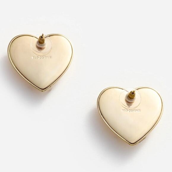 Self-Portrait Gold Crystal Heart Earrings - Picture 4 of 9